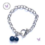 Sterling Silver Chain Link Bracelet With Dumortierite